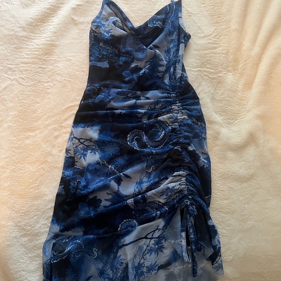 Pretty Little Thing Blue Ruched Dress - Picture 2 of 3